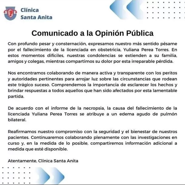 Resultado oficial de la necropsia practicada a Yuliana Perea / Foto: Diario Trome