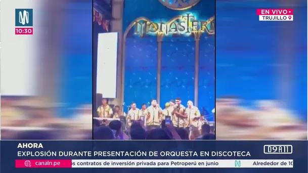 Preciso momento de la explosión durante concierto de Zaperoko en Trujillo / Canal N Preciso momento de la explosión durante concierto de Zaperoko en Trujillo / Canal N