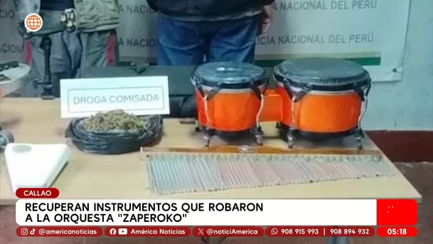 La policía encontró los instrumentos robados a la orquesta Zaperoko en el Callao / Captura