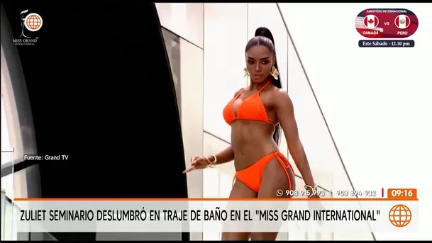 La pasarela de Zuliet Seminario en traje de baño durante el Miss Grand International 2026 / Grand TV La pasarela de Zuliet Seminario en traje de baño durante el Miss Grand International 2026 / Grand TV