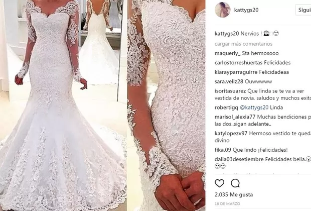 Katty García muestra su vestido de novia en Instagram