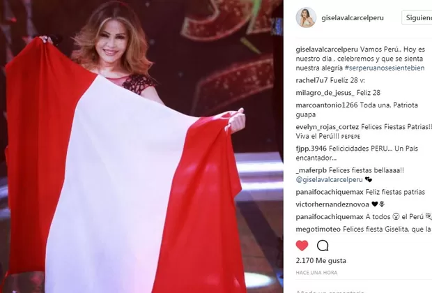 Gisela Valcárcel envía saludo por Fiestas Patrias