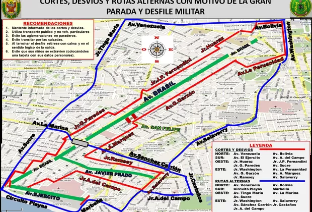 Fiestas Patrias: estos son los desvíos durante de la Gran Parada Militar
