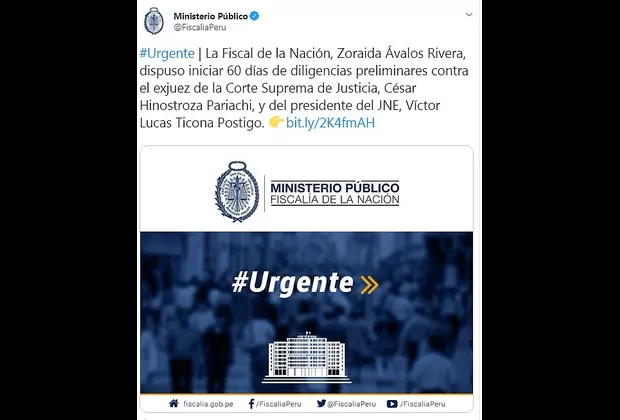 Fiscal de la Nación investigará preliminarmente al titular del JNE