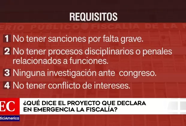Fiscalía: revisa el proyecto de ley que busca declararlo en emergencia