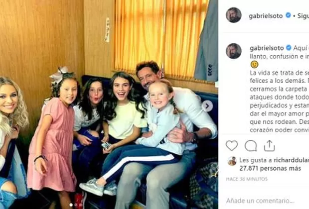 Gabriel Soto le responde a Geraldine Bazán con fotos de sus hijas junto a Irina Baeva 