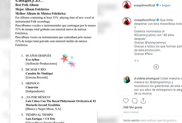 Eva Ayllón Latin Grammy 2019