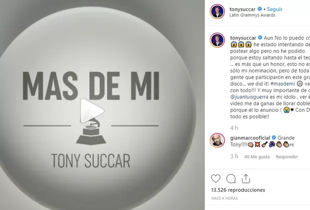 Tony Succar Latin Grammy 2019