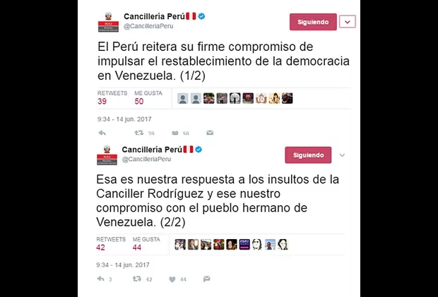 Gobierno peruano responde a canciller venezolana por ataques a PPK