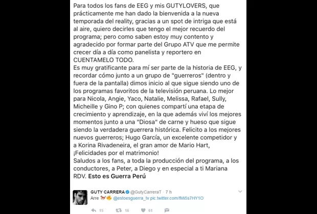 Guty Carrera: ¿qué dijo sobre la posibilidad de volver a Esto es Guerra?