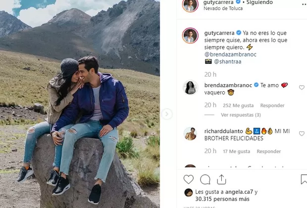 Guty Carrera expresa así su amor por modelo mexicana Brenda Zambrano