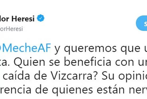 Heresi: Opinión de Aráoz respecto a chat refleja incoherencia de quienes están nerviosos
