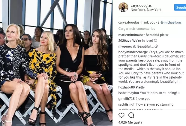 Hija de Catherine Zeta Jones y Michael Douglas sorprende en desfile de modas