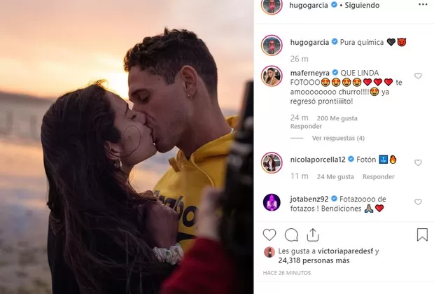 Hugo García y el apasionado beso con Mafer Neyra que alborota las redes sociales