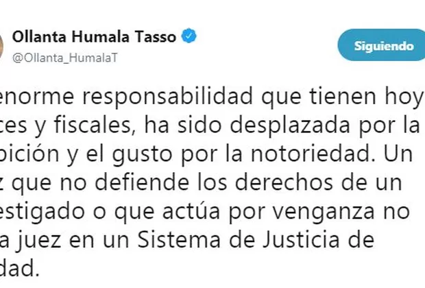 Humala: Responsabilidad de jueces y fiscales ha sido desplazada por la ambición