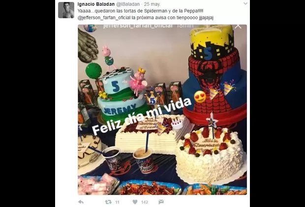 Ignacio Baladán sorprendió con esta torta a Jefferson Farfán
