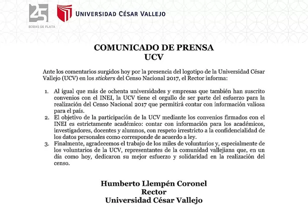 Censo 2017: INEI negó favorecer a universidad particular con datos estadísticos