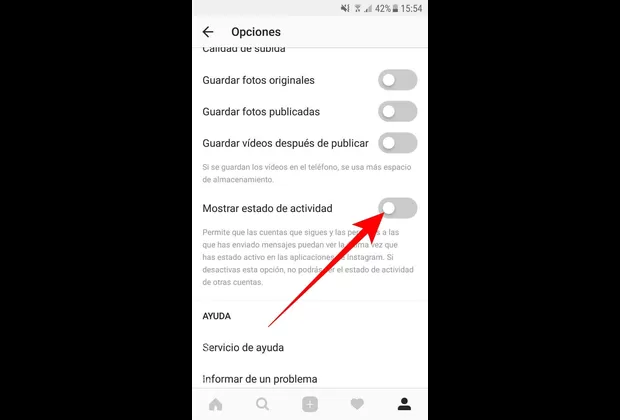 mostrar ultima conexion en instagram