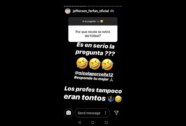 Instagram: Jefferson Farfán vuelve a arremeter contra Nicola Porcella 