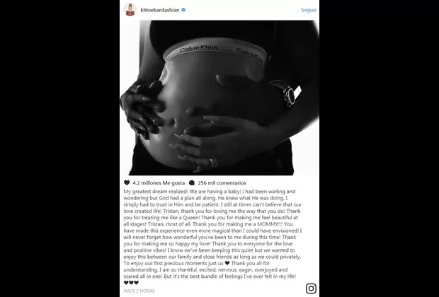 Instagram: Khloé Kardashian confirmó su embarazo con esta foto