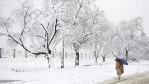 Un anciano afgano caminar por el camino lleno de nieve. (V&iacute;a: AFP)