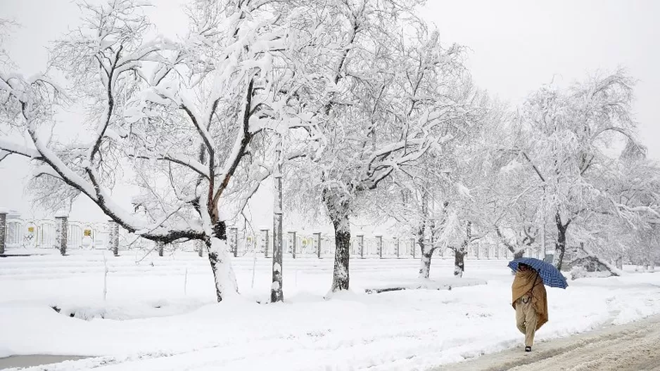 Un anciano afgano caminar por el camino lleno de nieve. (V&iacute;a: AFP)