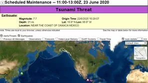 Emiten alerta de tsunami para México, Guatemala, Honduras y El Salvador tras sismo de magnitud 7.5. Foto: Captura