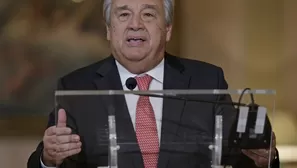 El reciente nombrado Secretario General de la ONU Antonio Guterres habla en una conferencia de prensa en Lisboa. (Vía: AFP)