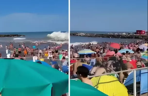 Asimismo, los primeros reportes oficiales indicaron que la ola habría superado los 5 metros de altura y avanzó con fuerza / Captura