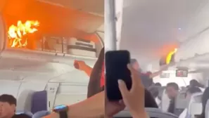 Avión realiza aterrizaje de emergencia por incendio de batería de litio / X