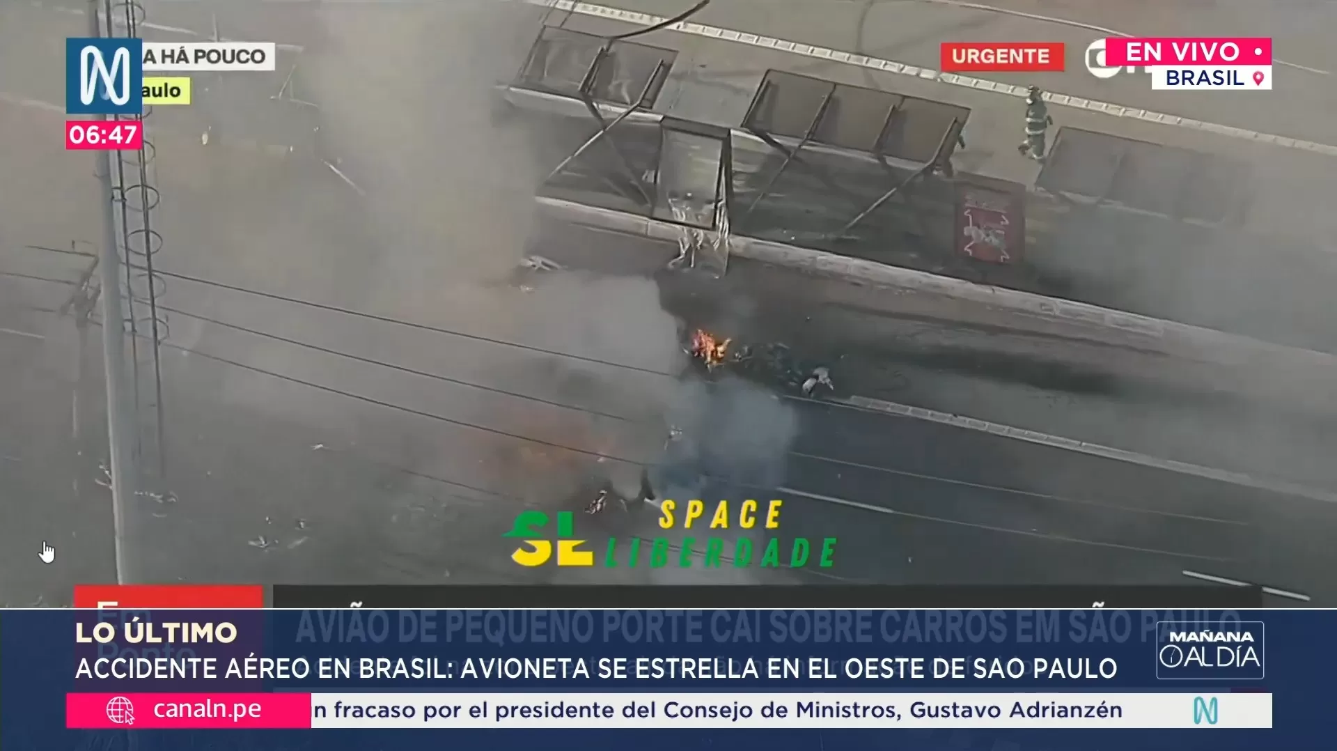 Avioneta se estrella en el oeste de Sao Paulo en Brasil. Foto: Canal N Avioneta se estrella en el oeste de Sao Paulo en Brasil. Foto: Canal N