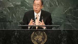  Ban Ki-moon da conferencia en la ONU. (Vía: AFP)