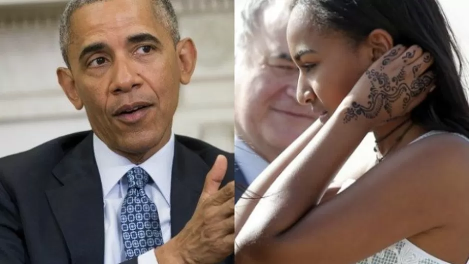 Barack Obama y su hija Sasha Obama. (Vía: AFP)