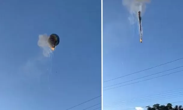 Un globo aerostático se incendió y cayó con 22 personas a bordo en Brasil / X