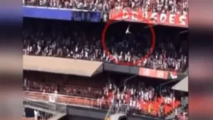 Brasil: hincha cae desde la tribuna más alta del estadio Morumbi y se salva de milagro. Foto: captura