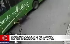 Brasil: Motociclista es arrastrado por bus pero casco le salva la vida - Noticias de motociclista