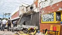 Así quedó el local de Prosegur en Ciudad del Este tras el asalto. Foto: AFP