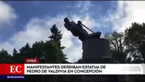 Chile: Derriban estatua de Pedro de Valdivia durante protesta en Concepción. América Noticias