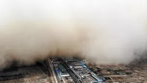 China: Inmensa tormenta de arena cubrió una provincia. Foto: AFP