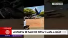 Colombia: Avioneta se sale de pista y mata a niño