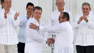 Firma de la paz entre el Gobierno de Colombia y las FARC. Foto: AFP