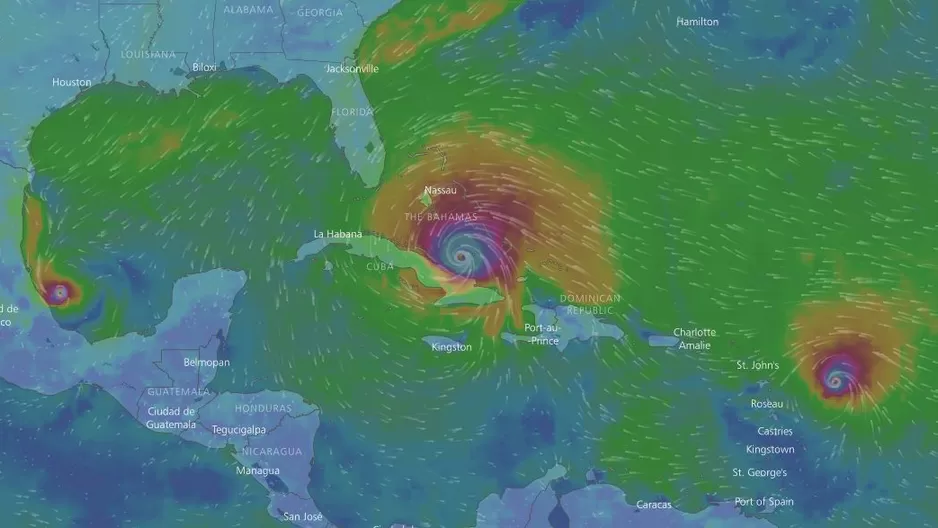 Cuba en la ruta del huracán Irma. Captura: Windy.com