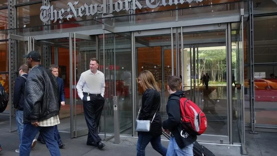 Entrada del The New York Times. (Vía: AFP)