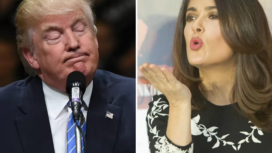 Donald Trump y Salma Hayek (Vía: AFP)