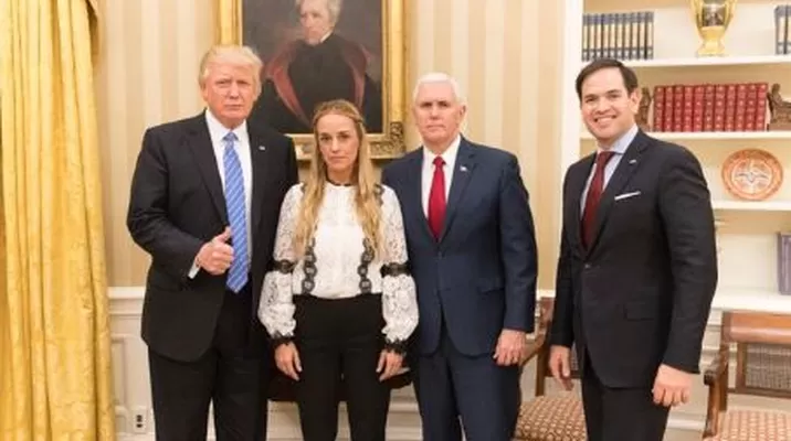 Donald Trump, Lilian Tintori, Mike Pence y Marco Rubio en la Casa Blanca. (Vía: Twitter) Donald Trump, Lilian Tintori, Mike Pence y Marco Rubio en la Casa Blanca. (Vía: Twitter)