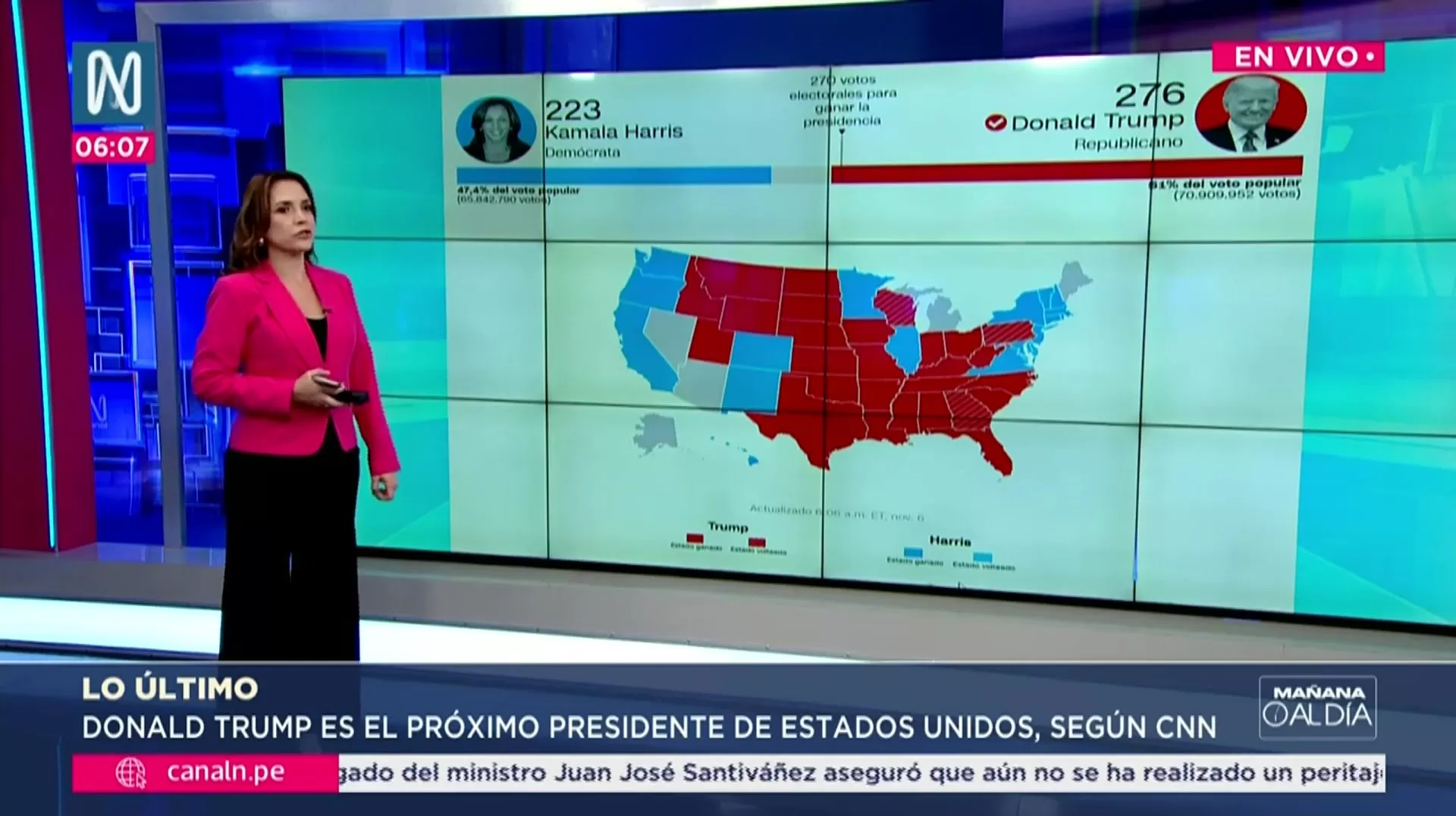 Donald Trump es el próximo presidente de Estado Unidos, según CNN. Foto: Canal N