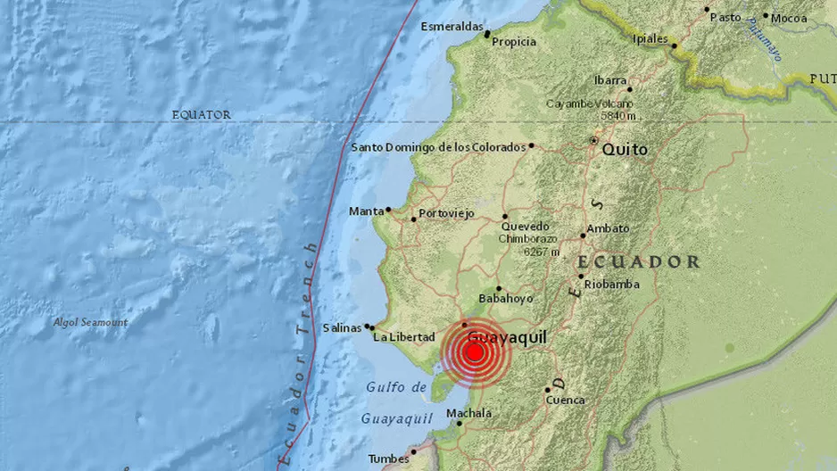 Sismo en Ecuador. Imagen: earthquake.usgs.gov