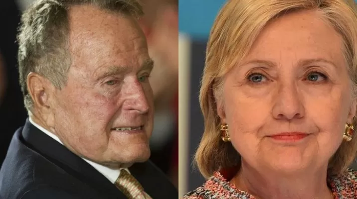 George H. W Bush y Hillary Clinton. (Via: AFP) George H. W Bush y Hillary Clinton. (Via: AFP)