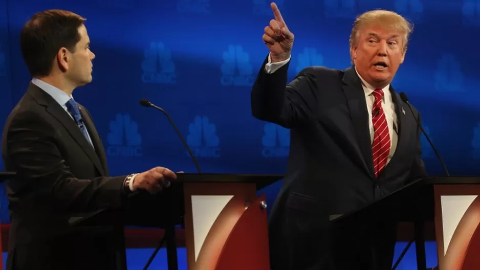 Precandidatos presidenciales Donald Trump y Marco Rubio. (Vía: AFP) Precandidatos presidenciales Donald Trump y Marco Rubio. (Vía: AFP)