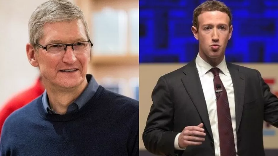 Tim Cook y Mark Zuckerberg. (Vía: AFP)